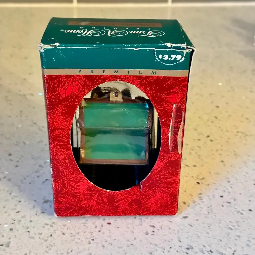 1990's Vintage Mouse In A Toy Chest Ornament Christmas Collectible with Box